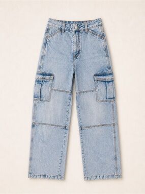 H&M / Divided Wide Leg Cargo Denim Jeans for Women / Medium/Light Blue Wash